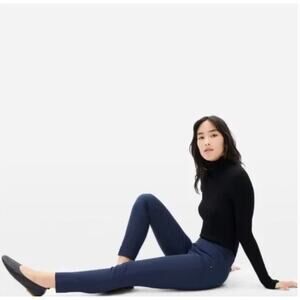 Everlane Pants Womens 8 Blue‎ Side Zip Skinny Work Ankle Stretch Cotton